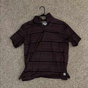 Large Linksoul Men's Maroon/Black Patterned Polo